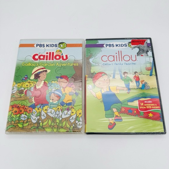 Pbs Kids Other - New Caillou DVD Lot of 2 Garden Adventures Family Favorites + Puzzle NIB